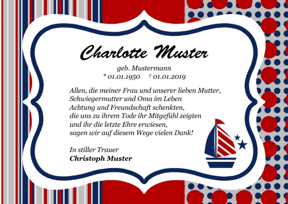 Maritime Danksagungen Trauer,