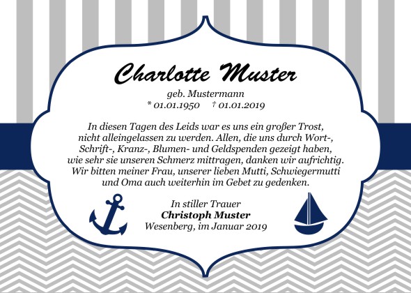 Maritime Danksagungen Trauer,