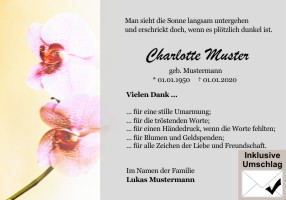 Blumen und Blumenblüten. Persönliche Danksagungen nach Trauer und Danksagungskarten nach Trauerfall, todesfall, Beerdigung