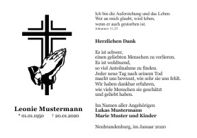 Kreuz, Trauerkreuz und christliche Symbole. Danksagungen Trauer nach Beerdigung, Todesfall und im Trauerfall