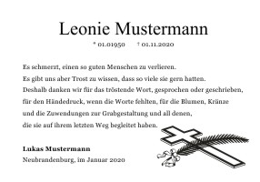 Kreuz, Trauerkreuz und christliche Symbole. Danksagungen Trauer nach Beerdigung, Todesfall und im Trauerfall