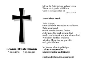 Kreuz, Trauerkreuz und christliche Symbole. Danksagungen Trauer nach Beerdigung, Todesfall und im Trauerfall