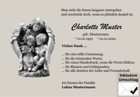 Christliche Symbole, cristliche Motive. Danksagungen Trauer nach Beerdigung, Todesfall und im Trauerfall