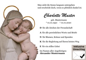 Christliche Symbole, cristliche Motive. Danksagungen Trauer nach Beerdigung, Todesfall und im Trauerfall