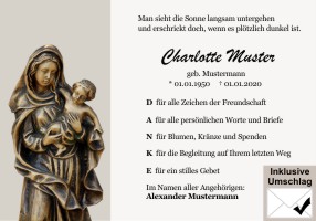 Christliche Symbole, cristliche Motive. Danksagungen Trauer nach Beerdigung, Todesfall und im Trauerfall