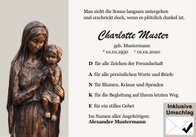 Christliche Symbole, cristliche Motive. Danksagungen Trauer nach Beerdigung, Todesfall und im Trauerfall