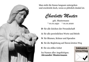 Christliche Symbole, cristliche Motive. Danksagungen Trauer nach Beerdigung, Todesfall und im Trauerfall