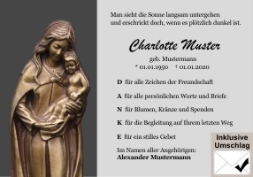 Christliche Symbole, cristliche Motive. Danksagungen Trauer nach Beerdigung, Todesfall und im Trauerfall