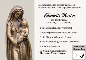 Christliche Symbole, cristliche Motive. Danksagungen Trauer nach Beerdigung, Todesfall und im Trauerfall