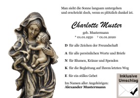 Christliche Symbole, cristliche Motive. Danksagungen Trauer nach Beerdigung, Todesfall und im Trauerfall