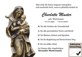 Christliche Symbole, cristliche Motive. Danksagungen Trauer nach Beerdigung, Todesfall und im Trauerfall