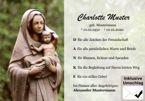 Christliche Symbole, cristliche Motive. Danksagungen Trauer nach Beerdigung, Todesfall und im Trauerfall