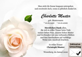 Weiße und rote Rosen. Danksagungen Trauer nach Beerdigung, Todesfall und im Trauerfall