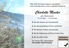 Winter, Winterberge, Wintermoptive, Schnee. Danksagungen Trauer bei Sterbefall, Todesfall, Beerdigung und Trauerfall