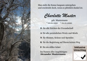 Winter, Winterberge, Wintermoptive, Schnee. Danksagungen Trauer bei Sterbefall, Todesfall, Beerdigung und Trauerfall