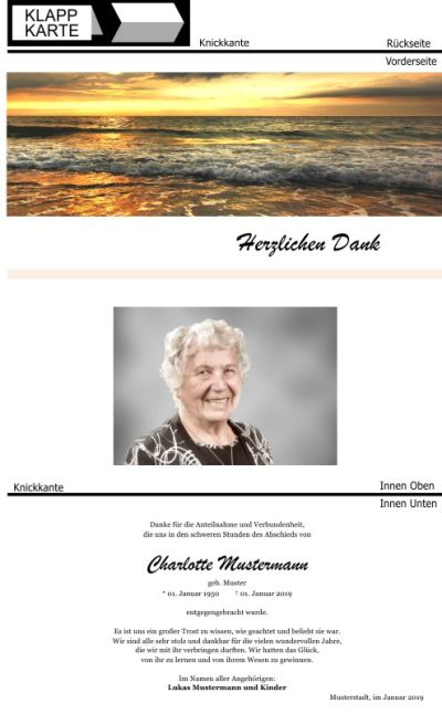 Himmel, Sonne, Wolken. Trauer Danksagung Karten bei Sterbefall, Todesfall, Beerdigung und Trauerfall