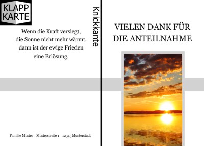 Beliebte Klappkarten im Hochformat. Trauerbriefe und Danksagungen nach Beerdigung und Todesfall