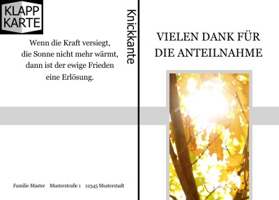 Beliebte Klappkarten im Hochformat. Trauerbriefe und Danksagungen nach Beerdigung und Todesfall